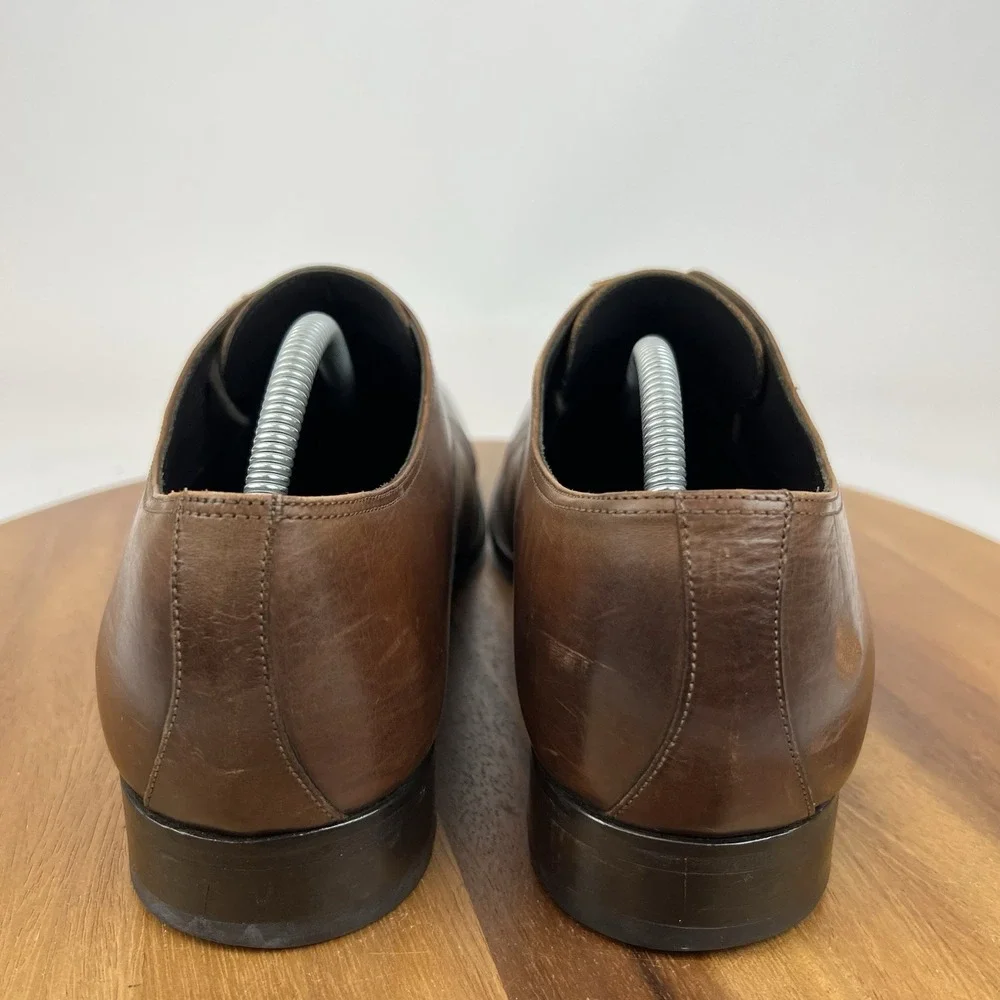 Mens Too Boot‎ New York Brown Burnished Leather Brouge Dress Oxfords Size 11.5 D